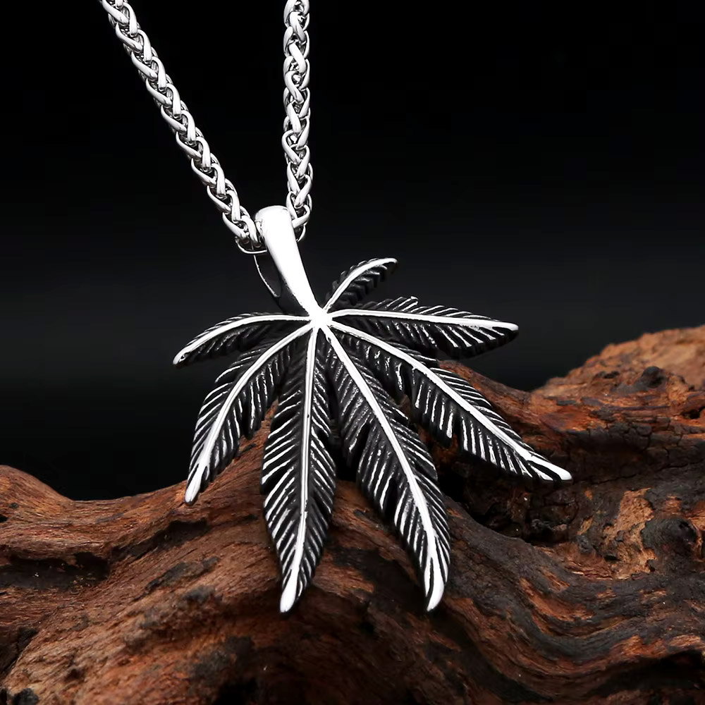 Vintage Dark Hemp Leaf Pendant - Men'S Vacation Accessories review and price